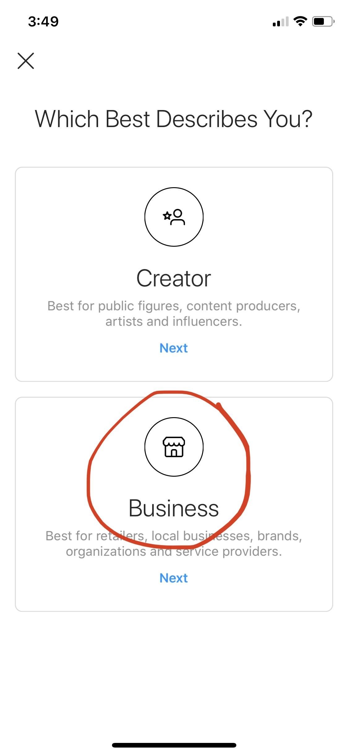 Insta Profile Category
